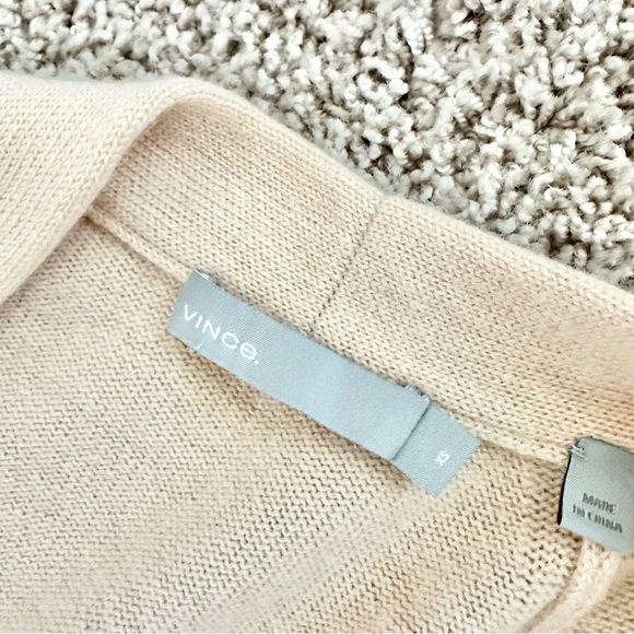 Vince Long Open Front Cashmere Cardigan in Praline Beige Size XS - Picture 8 of 10